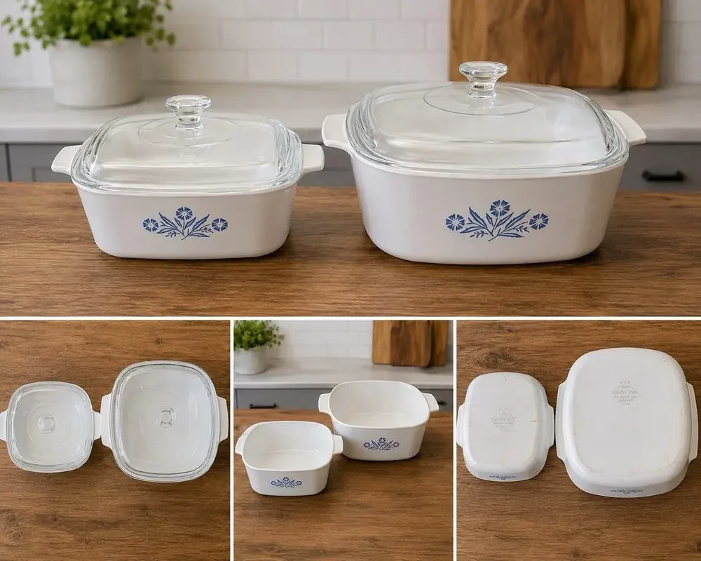 Vintage Corning Ware Blue Cornflower Casserole Set A-3-B & P-2-B w/Lids